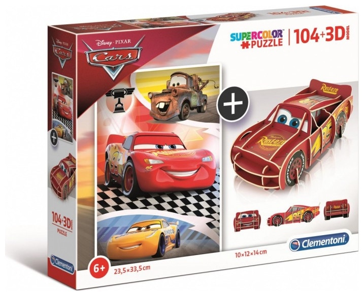 Actual product image Clementoni Puzzle Cars, 104 pieces + 3D model (104 pieces)