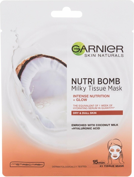 Garnier Skin Naturals Milky Tissue Mask - Textile Face Mask With Coconut Milk For Dry Skin