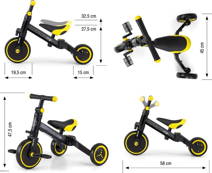 Actual product image Mally Optimus 3-in-1 bike black black Milly (12.01")