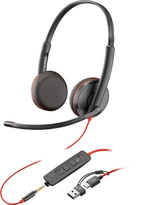 Produktbild HP Poly Blackwire 3225 USB-C Stereo-Headset + 3.5-mm-Stecker + USB-C/A-Adapter (Kabelgebunden, USB-C)