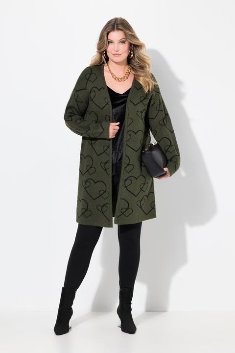 Actual product image Miamoda Heart Design Open Front Long Sleeve Sweater Cardigan (46, 48)