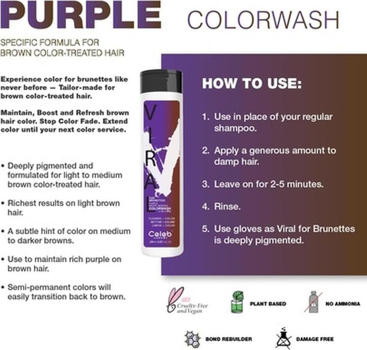 Produktbild Celeb Luxury Lila Haarfarbe Depositing Colorwash Shampoo für Brünette (Flüssiges Shampoo)