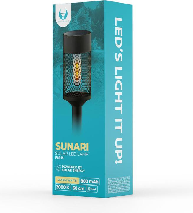 Actual product image Forever Light Solar LED Lamp Steel Post SUNARI FLS-15 black (10 lm, IP44)