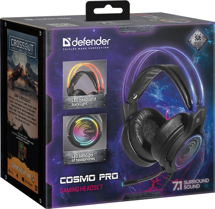 Produktbild Defender Cosmo Pro Headset Wired Head-band Gaming Black (Kabelgebunden)