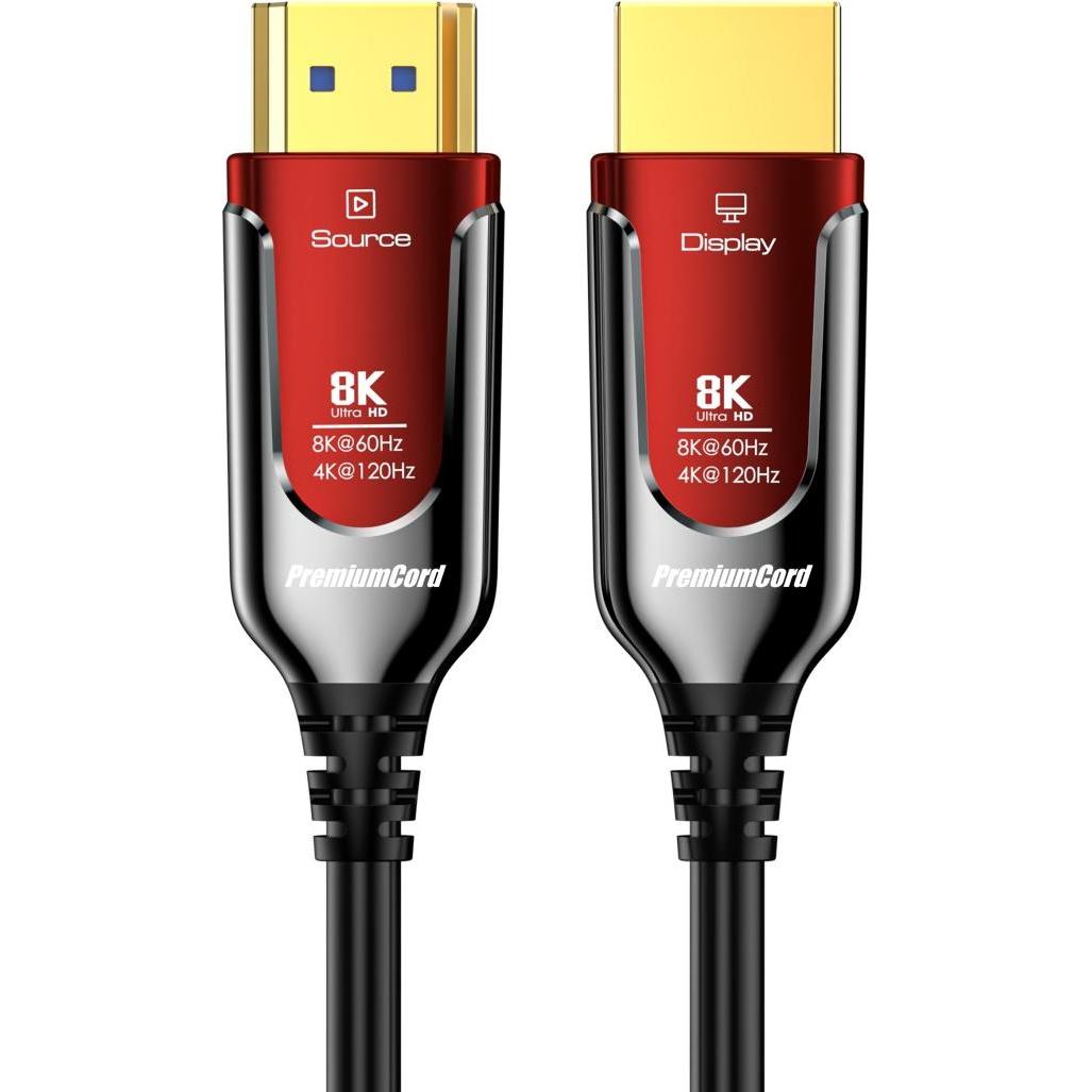 PremiumCord Ultra High Speed HDMI 2.1 optický fiber kabel 8K@60Hz, zlacené 7m (7 m), Cavo video