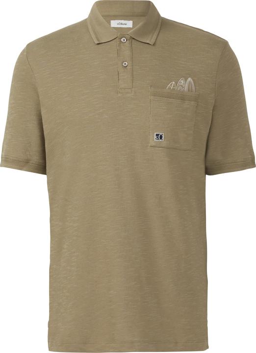 Image du produit S.Oliver Polo-Shirt Flammgarn-Poloshirt mit Brusttasche und Stickerei (XL)