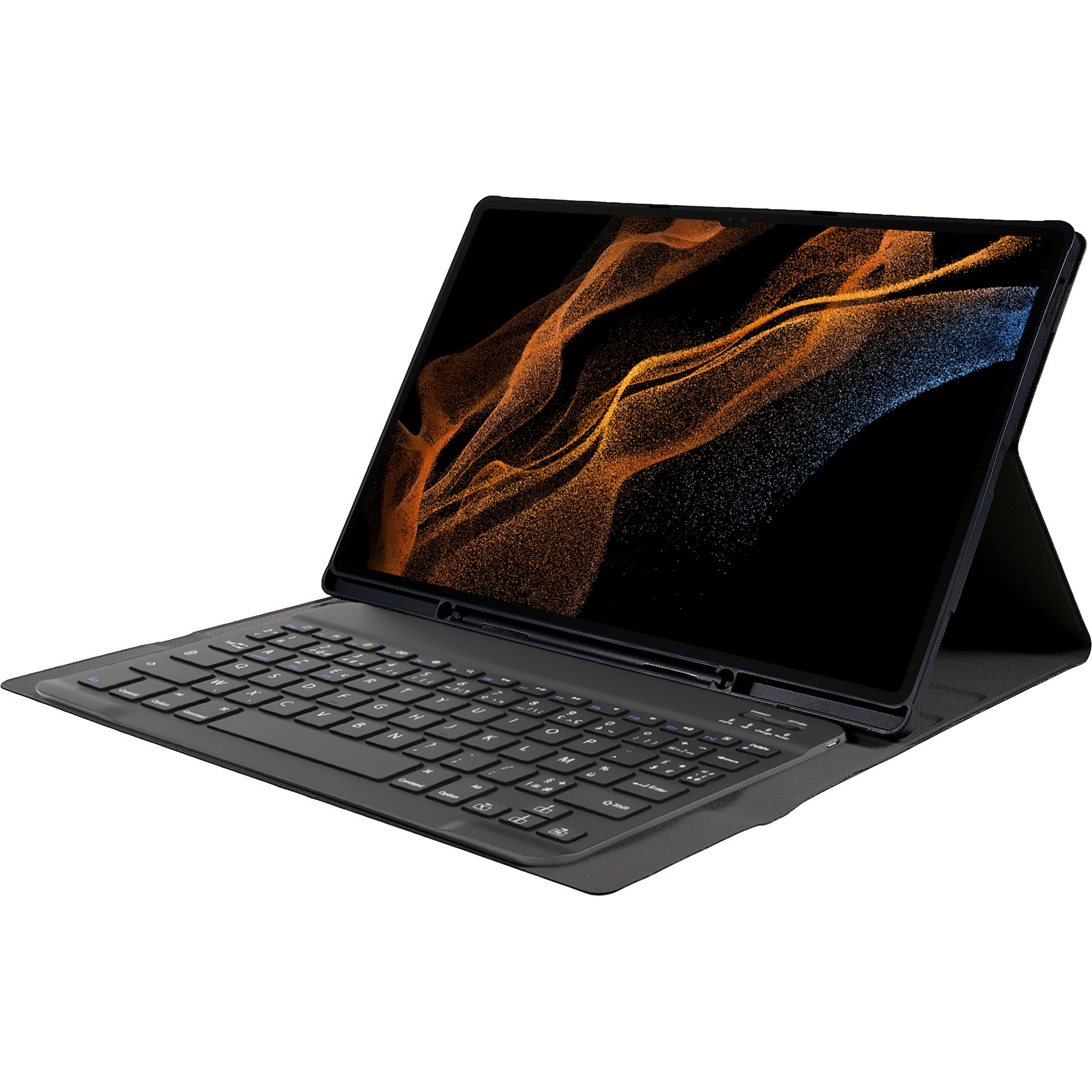 Samsung Galaxy Tab S8 Ultra hoes met toetsenbord - QWERTZ toetsenbord Zwart (DE, Galaxy Tab S8 Ultra