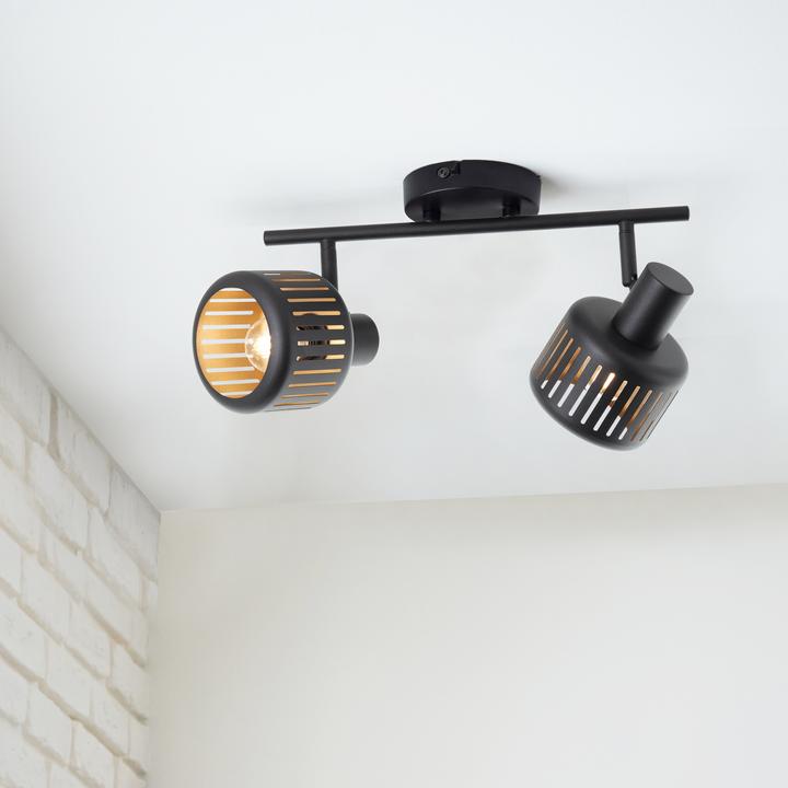 Produktbild Brilliant Plafondspot Tyas E14 max 2x28W - Zwart/Goudkleurig (E14)