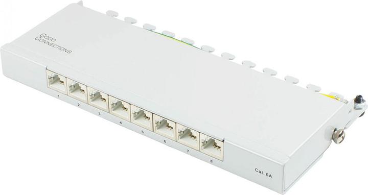 Produktbild Good Connections Patchpanel Desktop Cat. 6A, 8-Port, 0,5 HE, STP geschirmt, werkzeugloses Öffnen, Lichtgrau (RAL7035)
