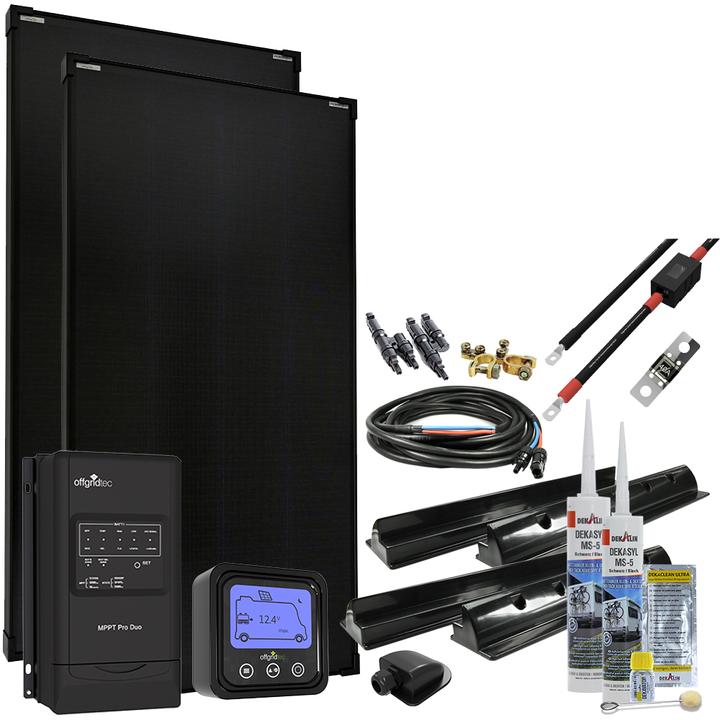 Offgridtec MobileBlack XL 180W - 360W Wohnmobil Solaranlage 30A MPPT DUO Laderegler PERC Solarmodul (180 W)
