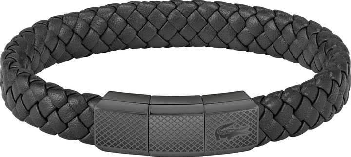 Lacoste Black leather bracelet Rokel 2040285 (19 cm, Leather, Stainless steel)