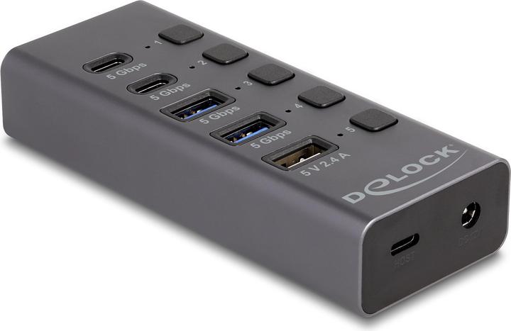 Immagine prodotto Delock USB 5 Gbps Hub mit 2 x USB Typ-A und 2 x USB Type-C B (USB-A, USB-C, 7 porte)