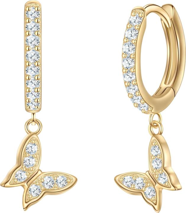Créoles argent sterling or jaune zirconium blanc