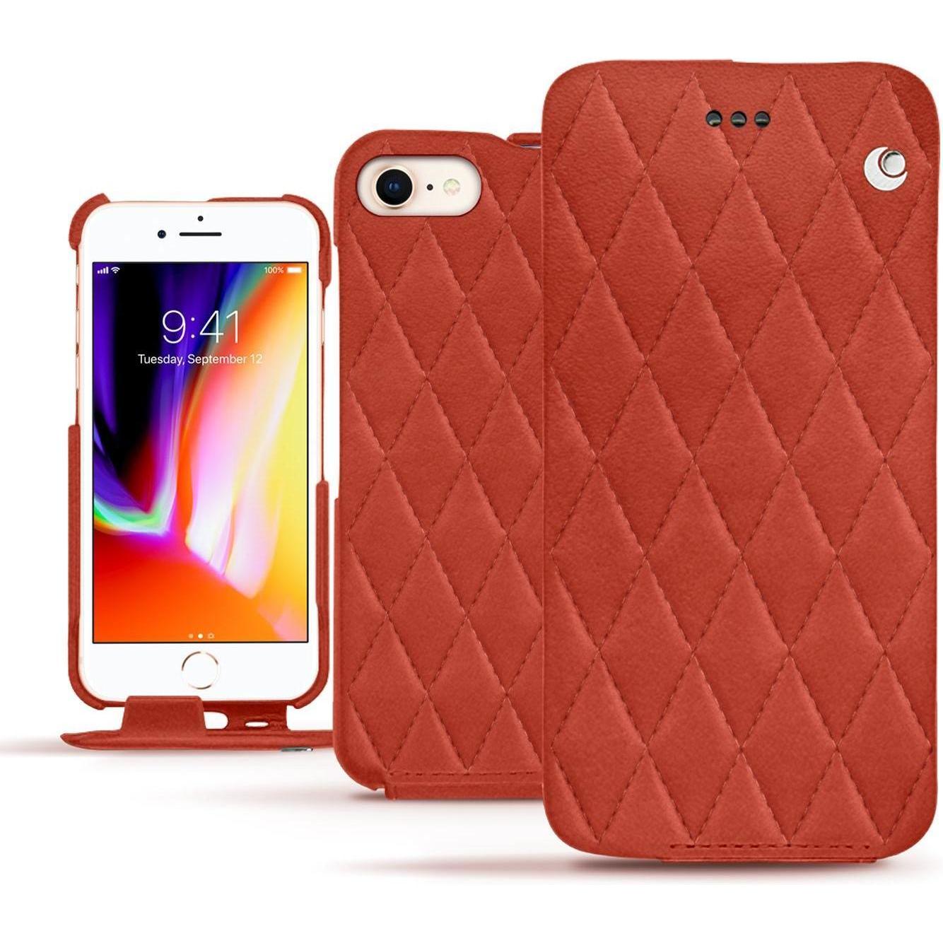 Noreve Lederschutzhülle vertikal (Apple iPhone 8), Smartphone Hülle, Orange