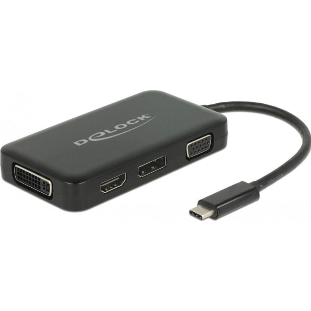 Delock Nero Usb-C Zu (Dp, Dvi, Hdmi, Vga, 15 Cm), Adattatore Dati + Video,