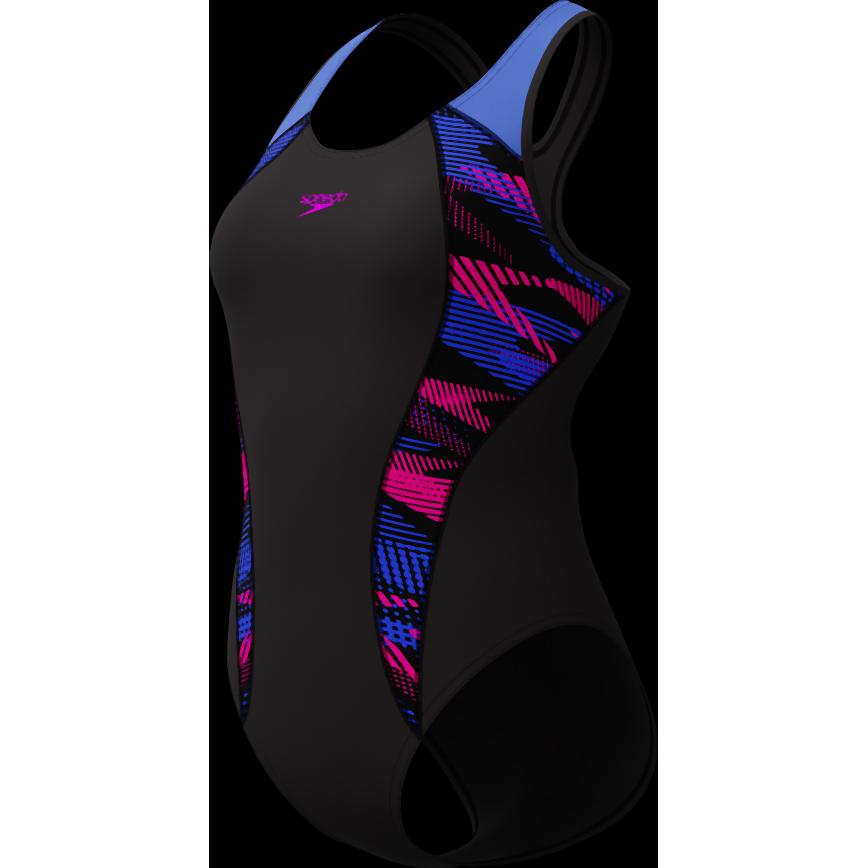 Speedo, Damen, Badeanzug, Placement Laneback, Schwarz, (W32/L36)