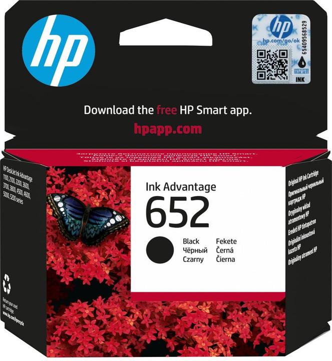 Actual product image HP 652 Black Original Ink Advantage Cartridge