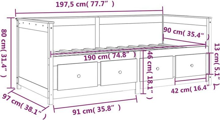 Produktbild vidaXL Tagesbett (90 x 190 cm)