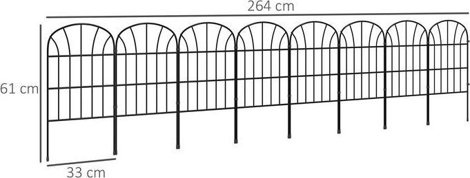 Produktbild Swisshandel24 Gartenzaun Dekorativer Metallzaun mit Fuss, 8er Set, Schwarz, 93x150cm