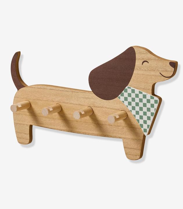 Vertbaudet Holz-Wandgarderobe DACKEL Kinderzimmer (5 x 20 x 35 cm)