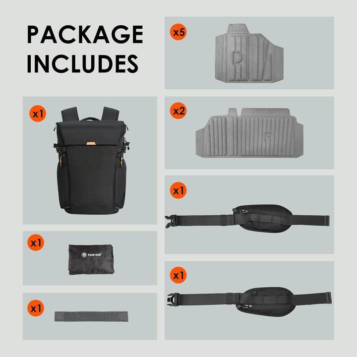 Image du produit Tarion Sac à dos professionnel étanche avec compartiment pour ordinateur et accès latéral (Sac à dos photo, 19 l)