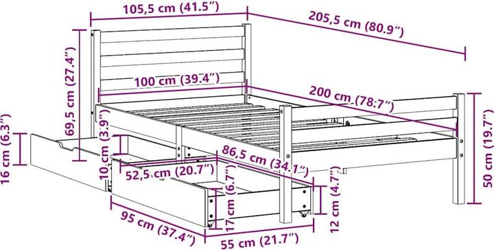 Image du produit vidaXL Bettrahmen (100 x 200 cm)