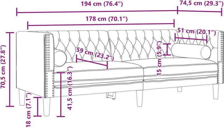 Produktbild vidaXL Chesterfield-Sofa