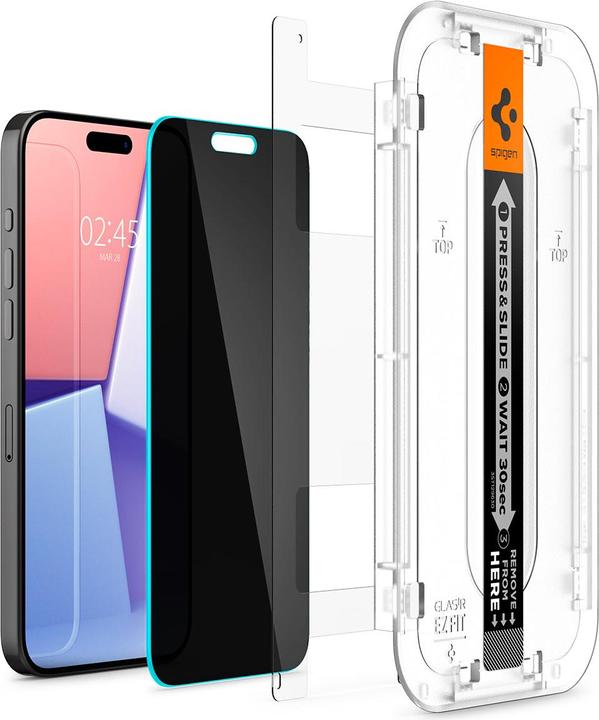 Produktbild Spigen EZ Fit GLAS.tR Privacy (1 Stück, Apple iPhone 15 Pro Max)