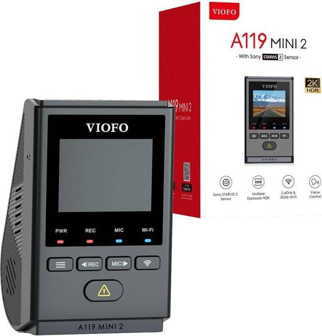 Image du produit Viofo A119 Mini 2 (Accéléromètre, Microphone intégré, Récepteur GPS, Vision nocturne, WiFi, QHD)