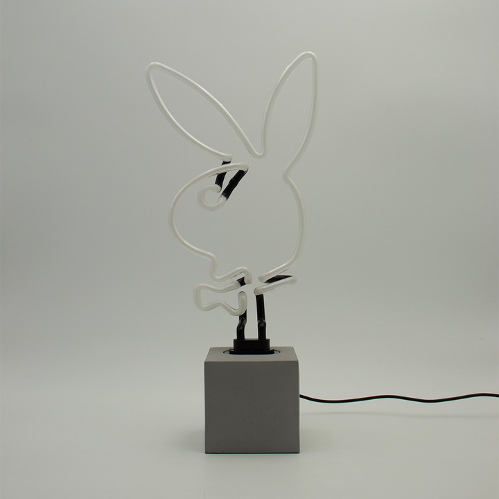 Immagine prodotto Locomocean Lampada da tavolo al neon in vetro con base in cemento - Playboy Bunny rosa