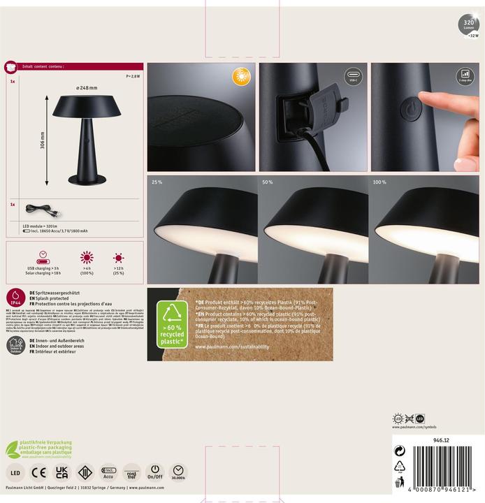 Actual product image Paulmann Solar table lamp Soala (320 lm)