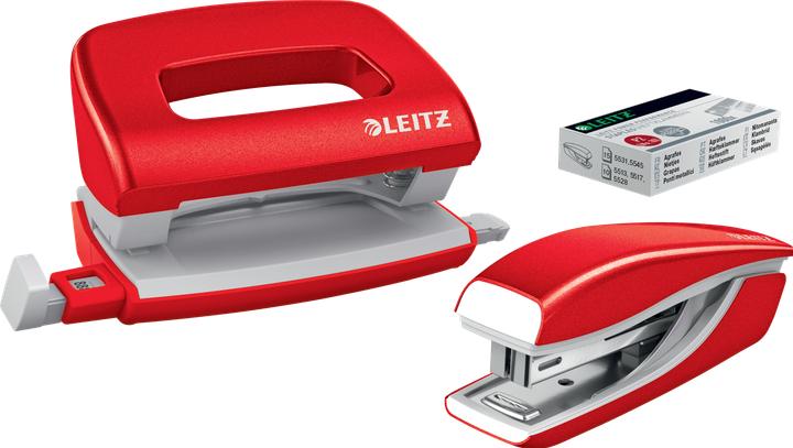 Actual product image Leitz Punch + stapler WOW metallic red