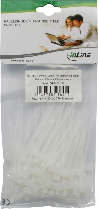 Actual product image InLine Cable tie with labelling area (Plastic cable ties, 100 mm, 100 pcs.)