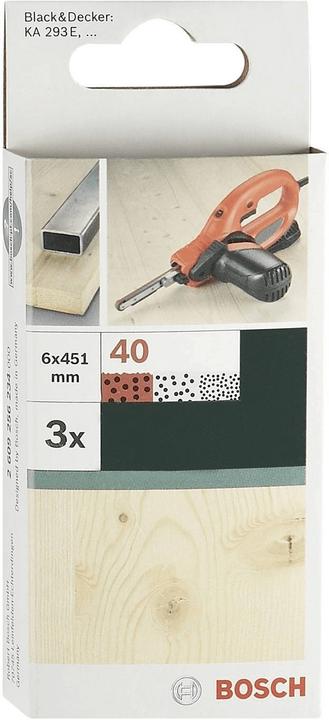 Produktbild Bosch Zubehör 3tlg. Schleifband-Set für Black+Decker Powerfile, rote Qualität 6 x 451 mm K = 120 für Holz (120)