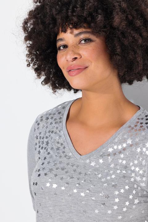 Produktbild Angel of Style T-Shirt, A-Linie, silberner Sternendruck, Langarm (46)