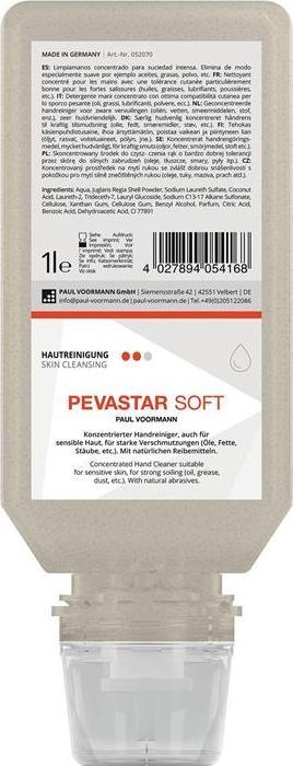 Image du produit Paul Voorman Nettoyage des mains Pevastar SOFT 1 l sans silicone et sans solvant Bouteille souple PAUL VOORMANN (Savon liquide, 1000 ml)