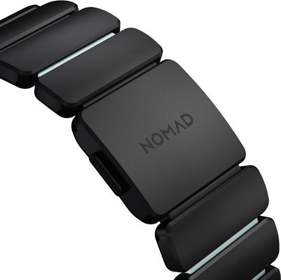 Actual product image Nomad Stratos Band Titanium Black 49mm Icy Blue Glow (FKM, Titanium)