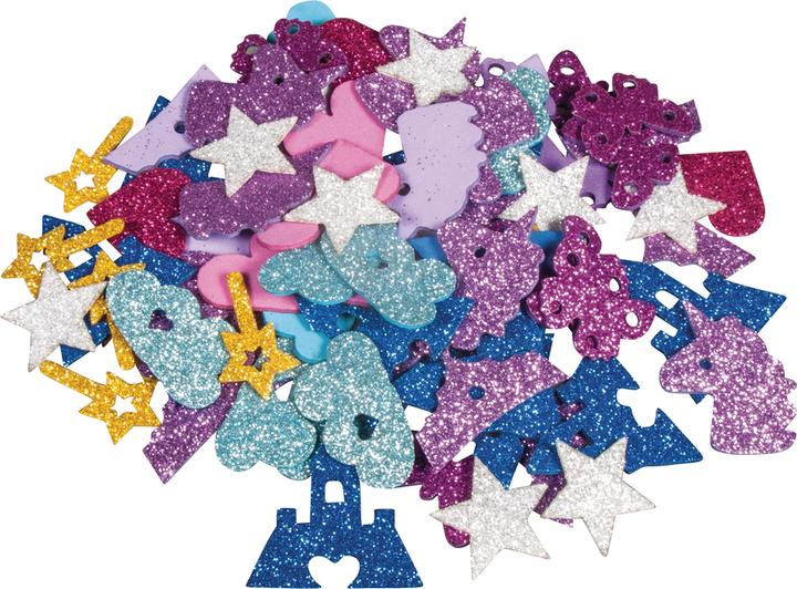 Rayher Moosgummi Märchen Mix Glitter, 80 Stück