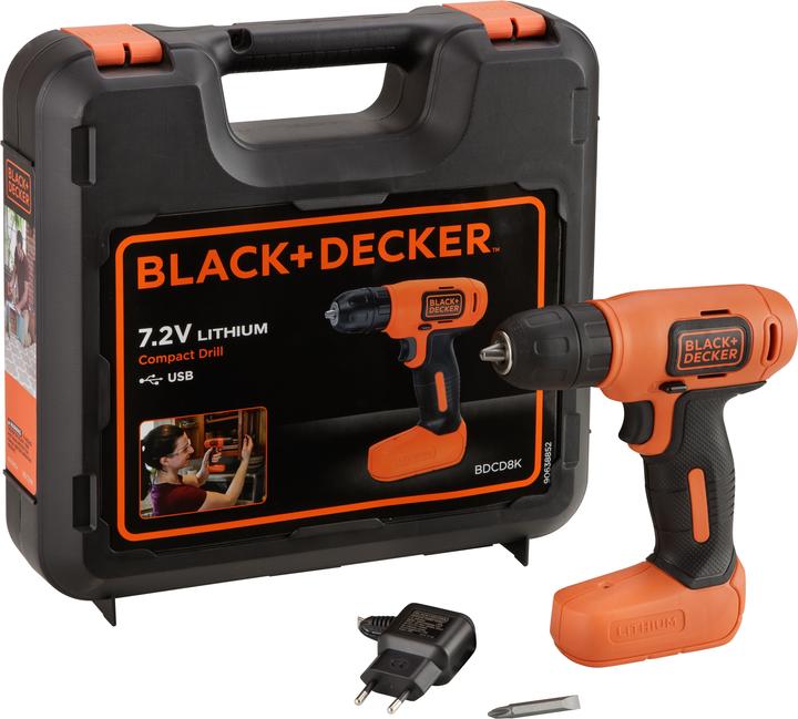 Immagine prodotto Black & Decker Trapano avvitatore a batteria BDCD8K, 7.2V (Trapano elettrico)