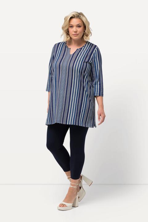 Produktbild Ulla Popken Longshirt, Musterstreifen, Tunika-Ausschnitt, 3/4-Arm (62)