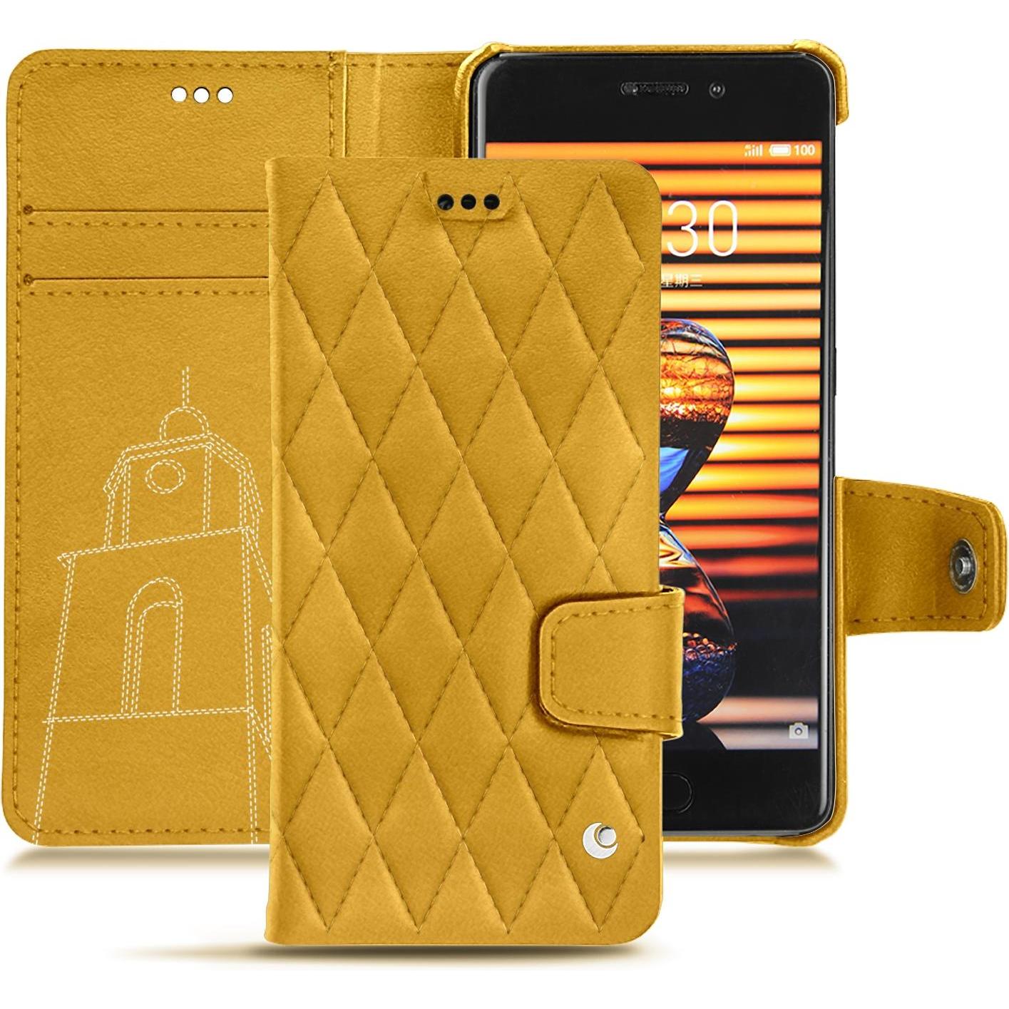 Noreve Lederschutzhülle Wallet (Meizu Pro 7), Smartphone Hülle, Orange