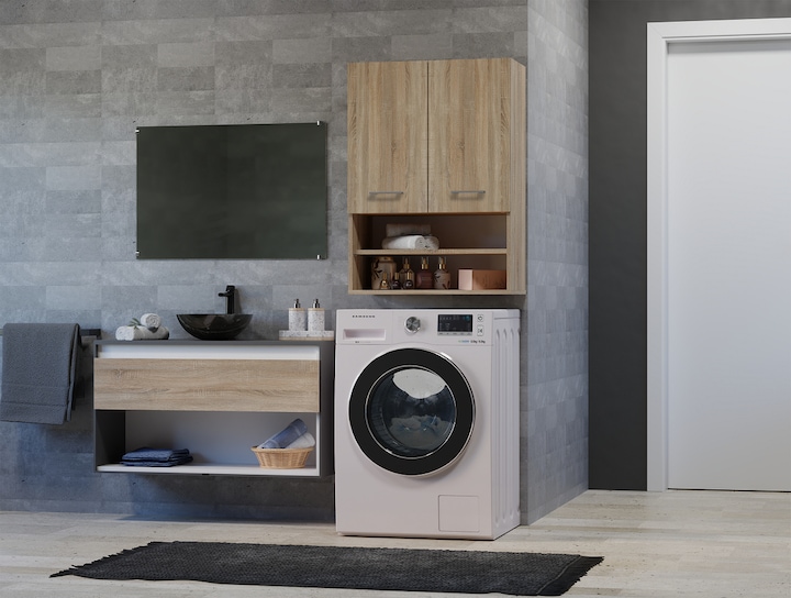 Productafbeelding Topeshop Kast boven de wasmachine POLA MINI DK 64x30xH90 Sonoma