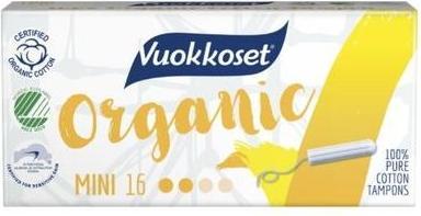 Actual product image Vuokkoset 100 % BIO, mini tampons, 16 pcs. (16 x, Mini)