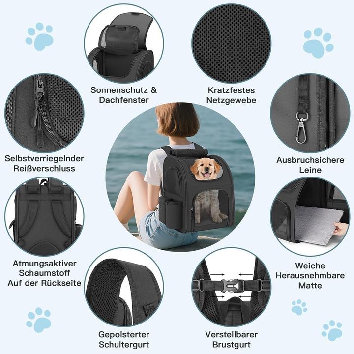 Produktbild Markenlos Hunderucksack (Hund, Katze, Kleintier, Atmungsaktiv, Faltbar)