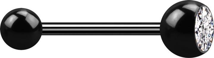 Immagine prodotto Star Piercing Micro bilanciere nero con sfera e cristallo argento (senza ottone, Acciaio chirurgico 316L)