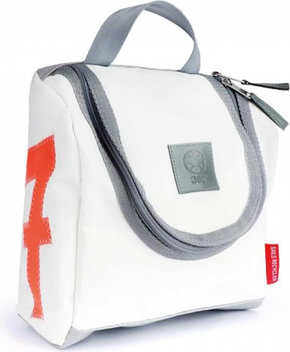 Produktbild 360Grad Kulturbeutel,weiss, Zahl neon orange, Gurt dunkelgrau (3.50 l)
