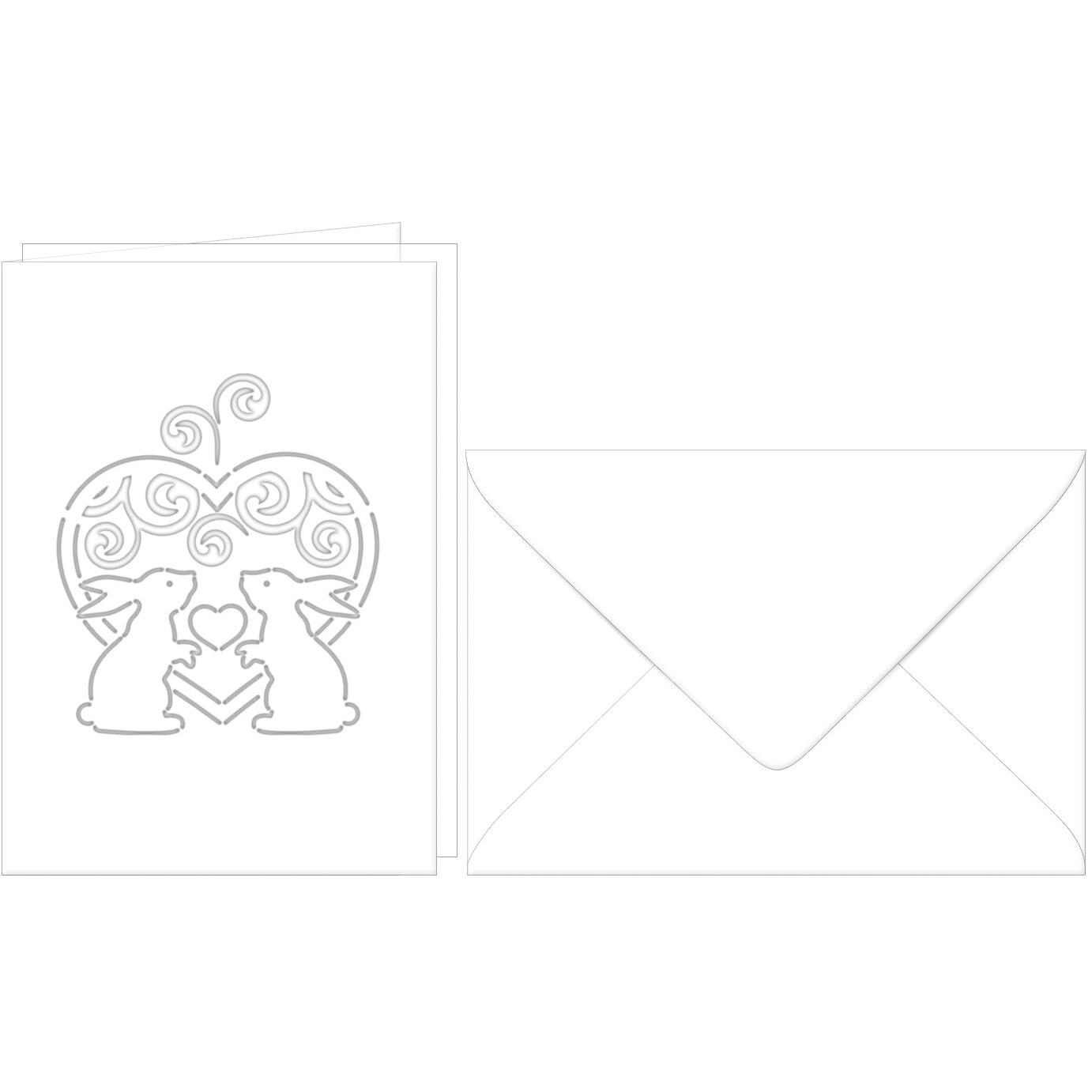 Thumbnail - Ursus, Grusskarte + Briefpapier, Blankokarte Ostern Hasenpaar weiss (5 Stk.)