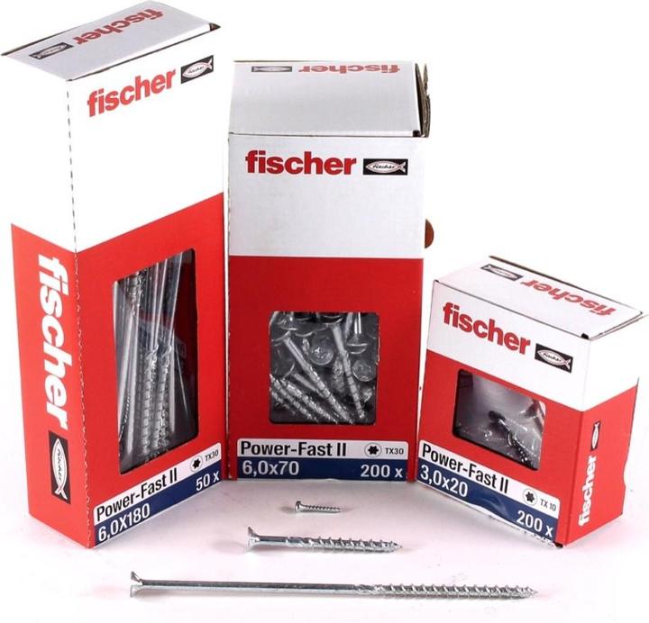 Produktbild Fischer Power-Fast II FPF II Spanplattenschraube 6,0x40 mm 200 Stück ( 670476 ) Senkkopf mit Torx (200 Schrauben pro Stück)