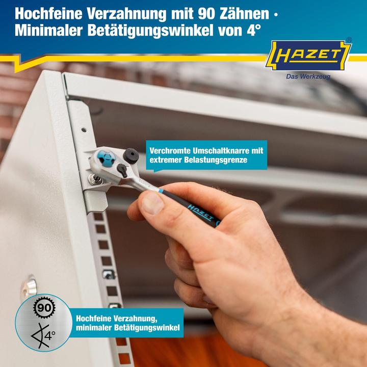 Immagine prodotto HAZET Leva a cricchetto reversibile con dentatura fine HiPer per bit ∙ con dentatura fine 863HPB ∙ … (1/4")