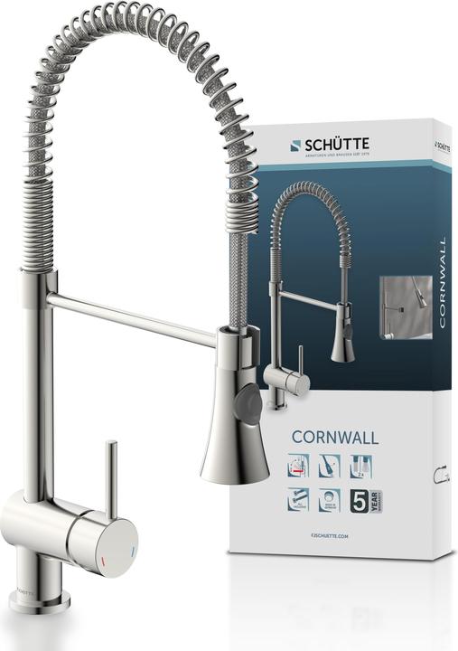 Actual product image Schütte Kitchen tap CORNWALL spiral spring sink mixer stainless steel look swivelling 79155